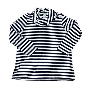 Multiples Navy White Stripe Sweater Size Medium Sequins Cowl Neck Nautical Tunic